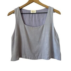 Allie Rose Boxy Crop Top Lavender Purple Sz Md Linen Cotton Lightweight TCU LSU
